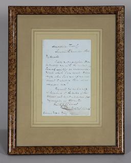 Appraisal: Framed letter Framed letter dated th November relating to the