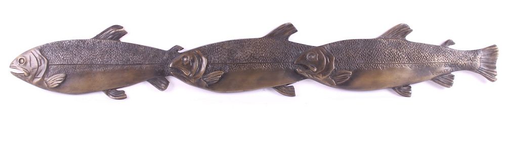 Appraisal: Rick Rowley Original Trout Bronze Sculpture For your consideration is