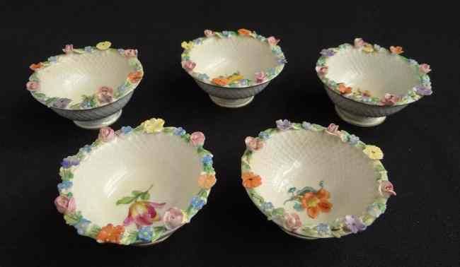 Appraisal: Lot five Dresden flower decorated painted porcelain bowls '' Diameter