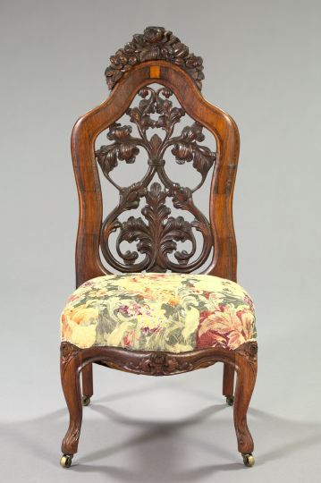 Appraisal: American Rococo Revival Laminated Rosewood Sipper Chair attributed to John