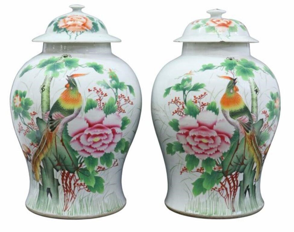 Appraisal: lot of Chinese famille rose porcelain lidded temple jars decorated