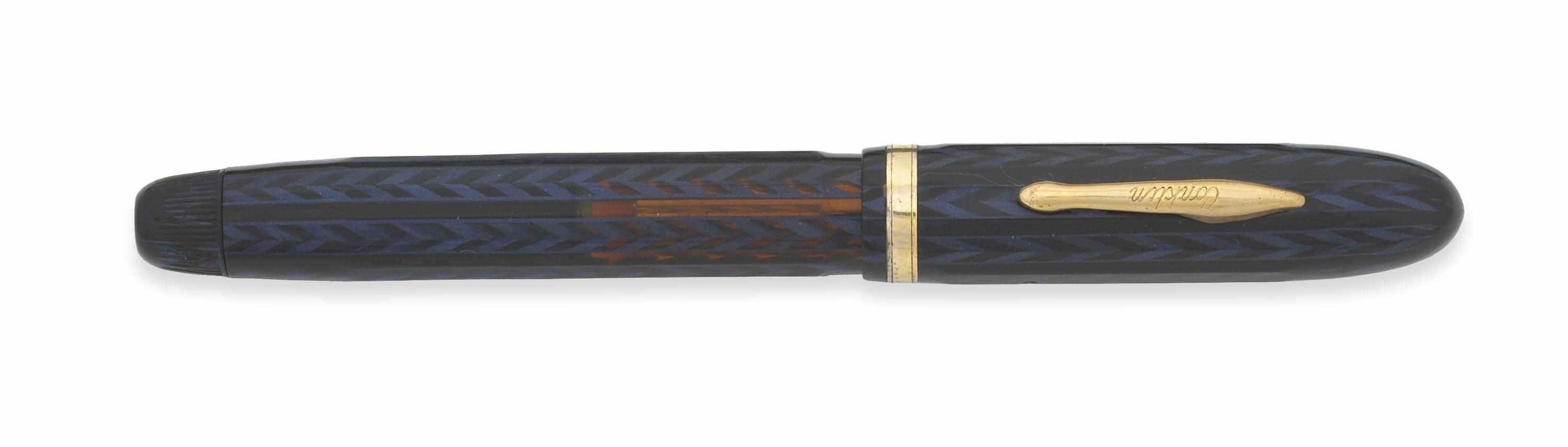 Appraisal: CONKLIN Nozac Black Blue Herringbone Fountain Pen Black Blue Herringbone