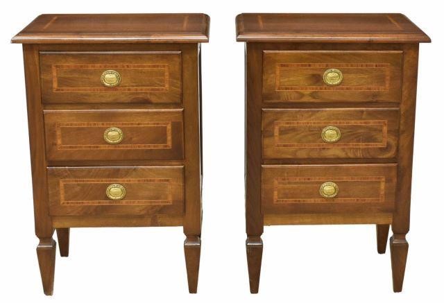 Appraisal: lot of Italian Neoclassical style walnut bedside cabinets th c