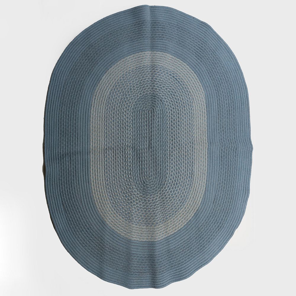 Appraisal: Oval Blue and Grey Rag Rug ft in x ft