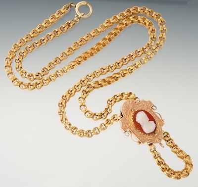 Appraisal: A Ladies' Gold Chain Necklace with Cameo Slide k yellow