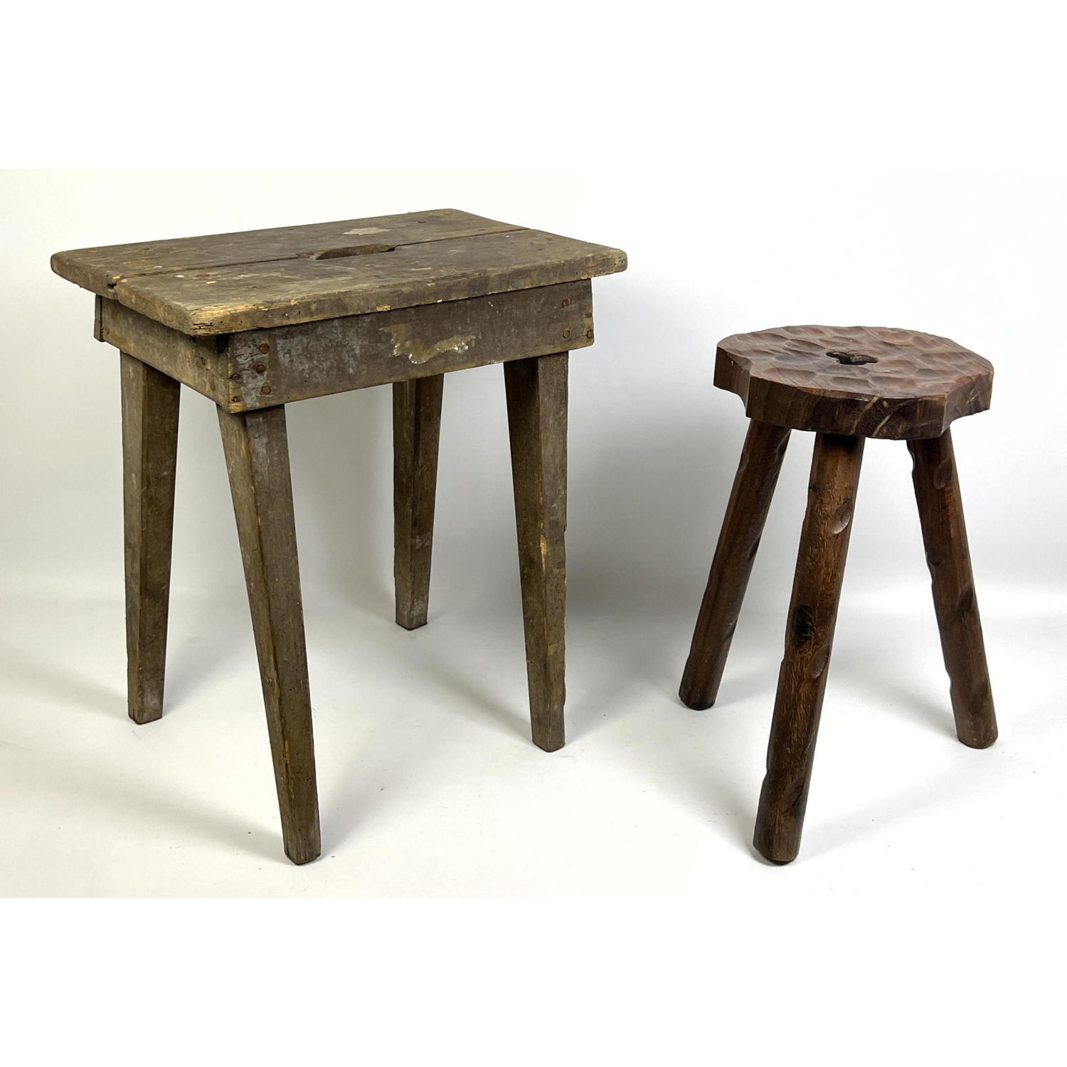 Appraisal: pcs French Rustic Stools Dimensions H inches W inches D