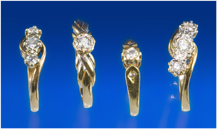 Appraisal: Collection Of Four ct Gold Diamond Rings Comprising Two Three