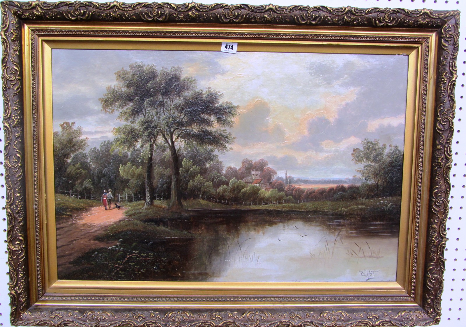 Appraisal: Etty Horton th century River scene oil on canvas signed