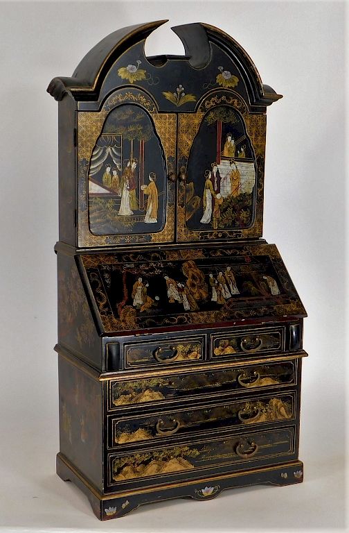 Appraisal: Diminutive Chinoiserie Secretary Desk Jewelry Box United States th Century