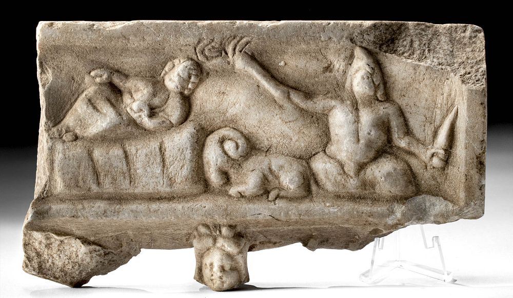 Appraisal: Roman Marble Relief Panel with Birth of Mithras Rome Imperial