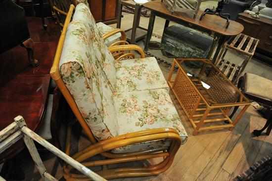 Appraisal: A CANE SETTEE OF TWO SEATER SOFA TWO ARMCHAIRS A