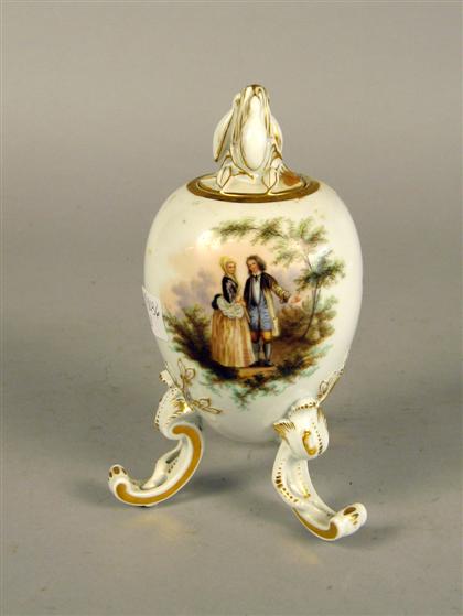 Appraisal: KPM porcelain egg-form covered jar early th century With a