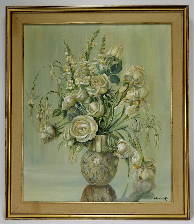 Appraisal: Janet Judge Greenleaf White Rose O C Painting California Rhode