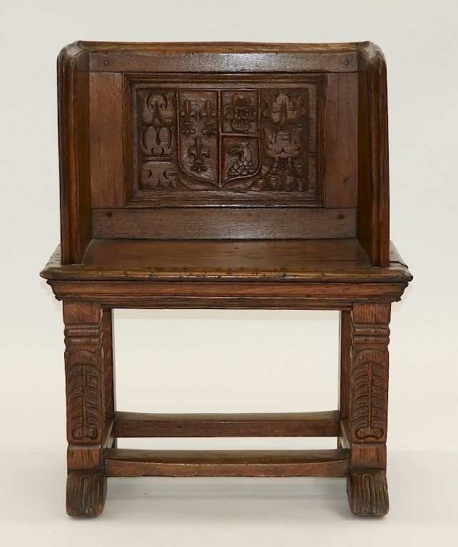 Appraisal: Antique C French Renaissance Oak Throne Chair France th Century