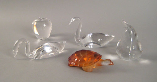 Appraisal: Pair of Steuben glass swans th c signed Steuben and