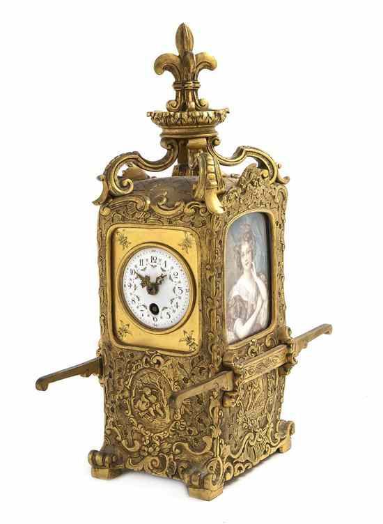 Appraisal: A French Gilt Bronze Table Clock cast in the form