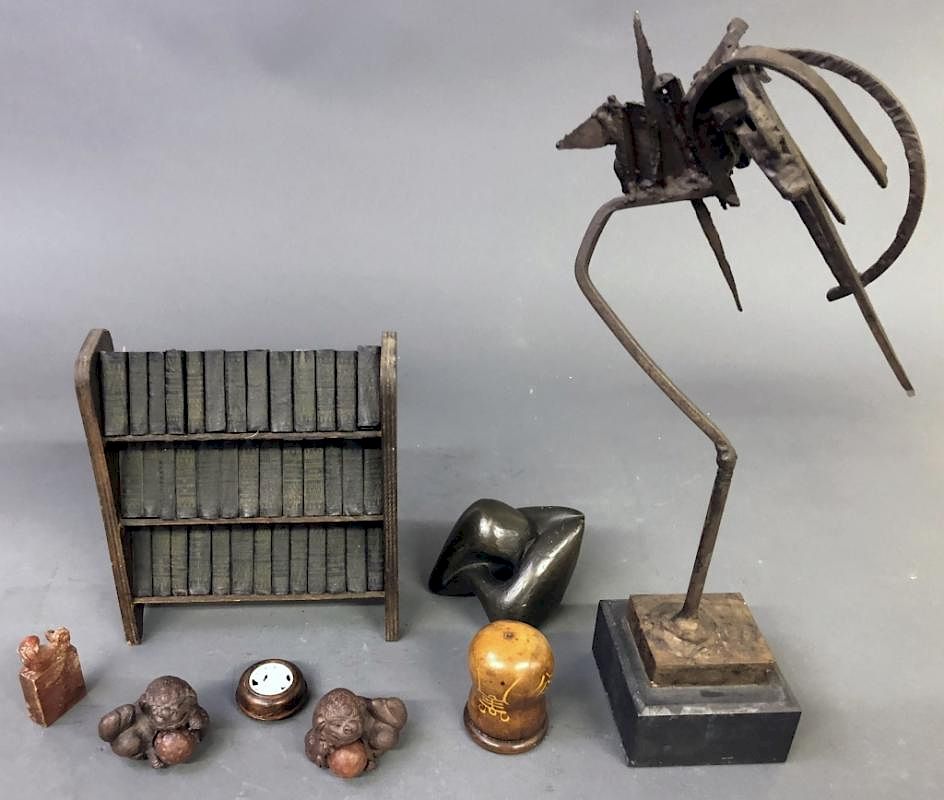 Appraisal: Grouping of Curios Micellaneous curios to include an iron abstract