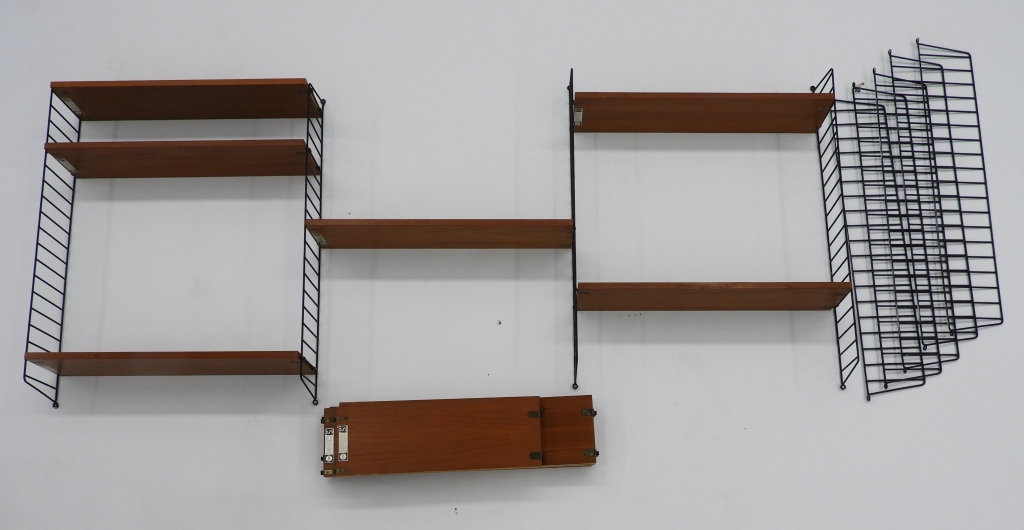 Appraisal: VINTAGE SWEDISH STRING WALL SHELVING UNIT Sweden C Each wire