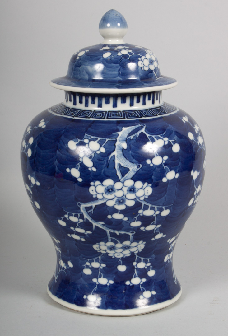 Appraisal: Chinese Export blue and white porcelain jar in the Hawthorne