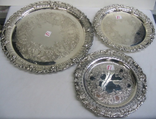 Appraisal: A GROUP OF THREE ENGLISH QUALITY ELECTROPLATED SERVING TRAYS in