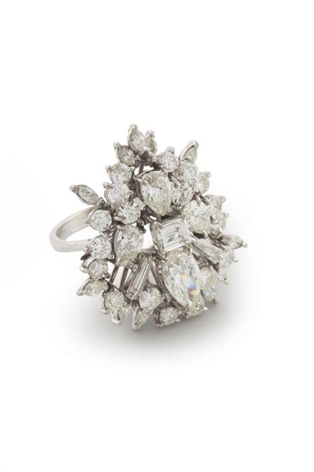 Appraisal: A mid- th century ct white gold mounted all diamond