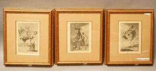 Appraisal: pc FRANCISCO GOYA Engraving Prints Los Capric pc FRANCISCO GOYA