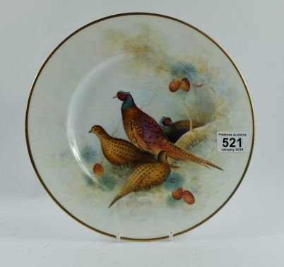 Appraisal: Coalport plate hand painted with Pheasants by Malcom Harnett diameter