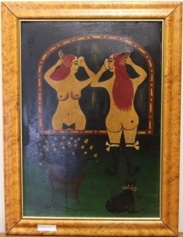 Appraisal: JEAN CARRAU - FRANCE OIL PAINTINGON TIN TITLED NUDE IN