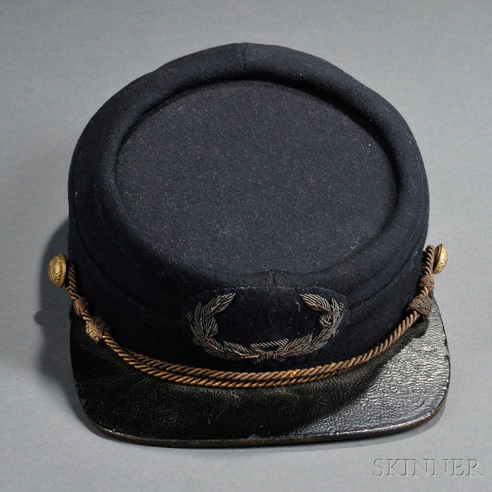 Appraisal: Indian War Officer's Kepi c s blue broadcloth body with