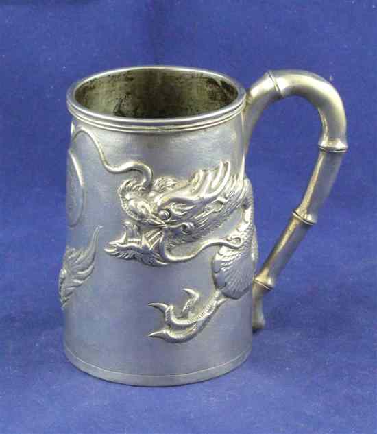 Appraisal: A late th early th century Chinese silver christening mug