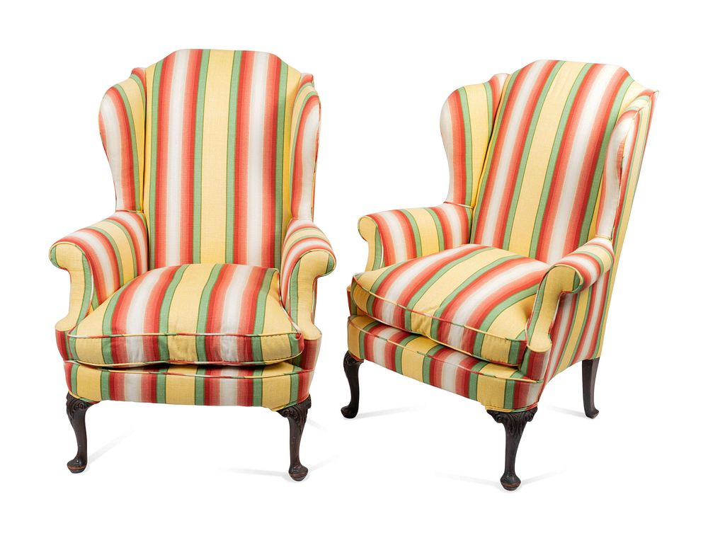 Appraisal: A Pair of George I Style Mahogany Wing Chairs Height