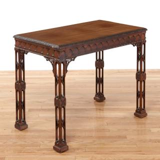 Appraisal: Gothic Revival carved mahogany side table Gothic Revival carved mahogany