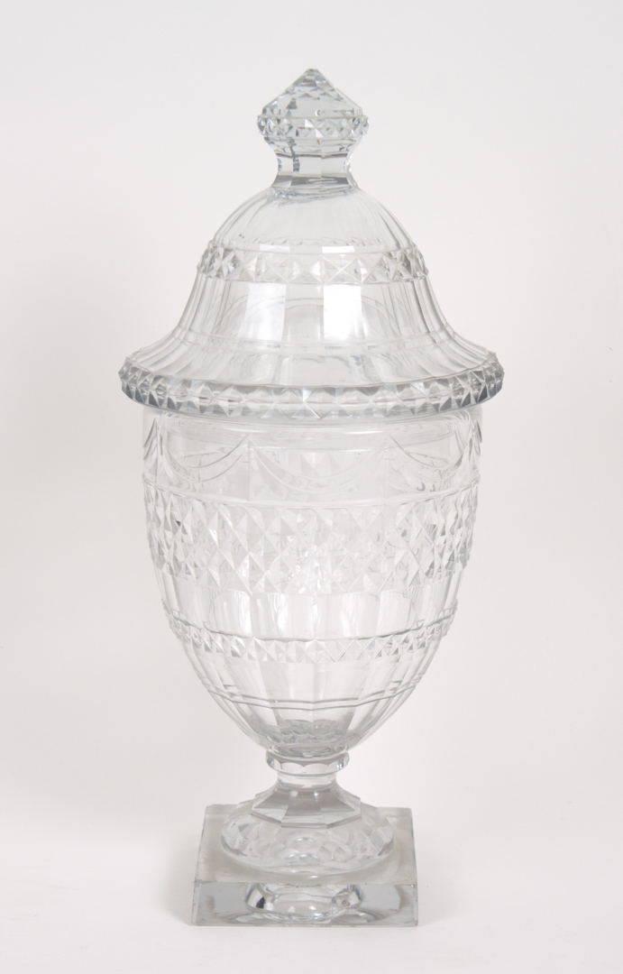 Appraisal: Anglo-Irish cut glass sweet meat urn early th century in