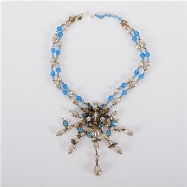 Appraisal: Vintage Haskell-esque Beaded Necklace with Blue glass and Pearl beads