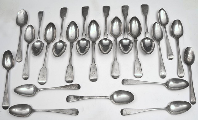 Appraisal: A COLLECTION OF MISCELLANEOUS SILVER MOSTLY FIDDLE AND THREAD PATTERN