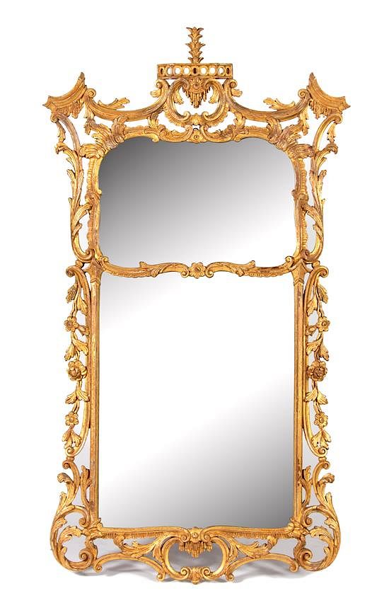 Appraisal: A George II Style Carved Giltwood Wall Mirror Height x