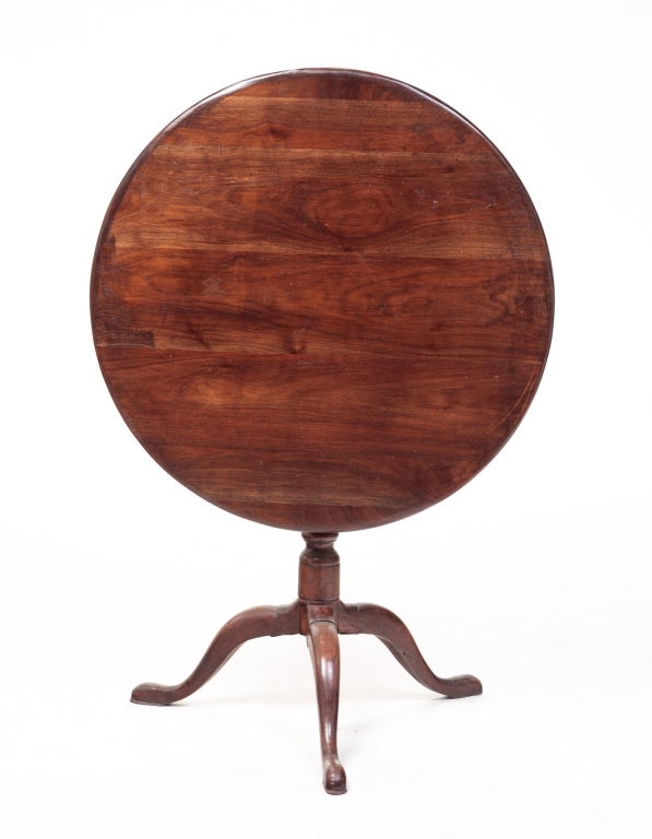 Appraisal: Late th century mahogany Round top base with birdcage turned