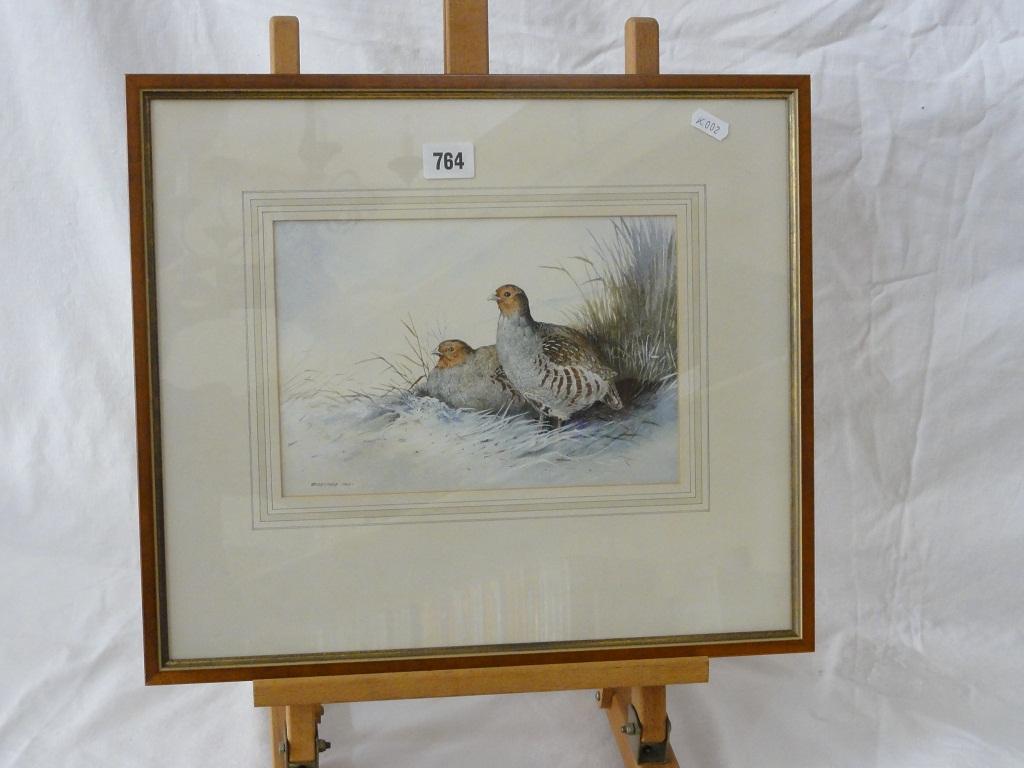 Appraisal: A watercolour of a pair of partridge signed bottom left