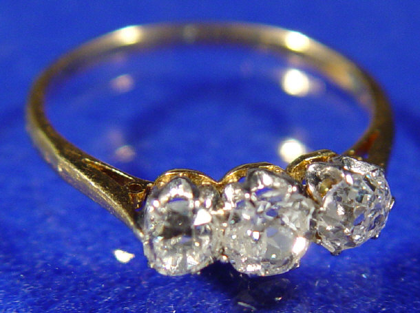 Appraisal: ct gold three stone diamond ring approximately ct of diamonds