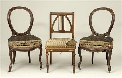 Appraisal: Two Similar Rococo Revival Walnut Balloon-Back Side Chairs and an