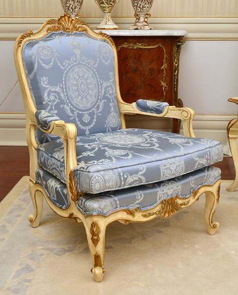 Appraisal: PAIR OF FRENCH STYLE PAINTED FAUTEUILS