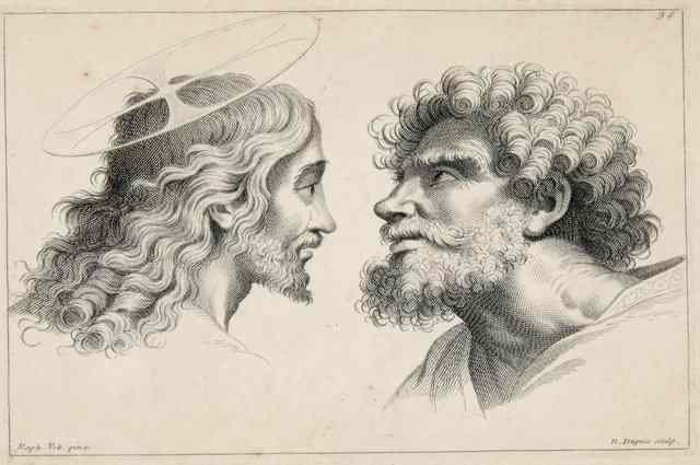 Appraisal: TWO BLACK AND WHITE PRINTS after Raphael depicting the heads