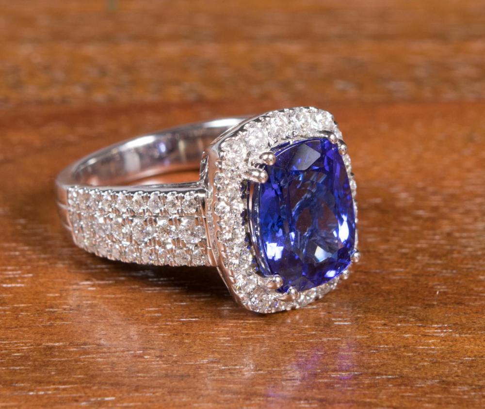 Appraisal: TANZANITE DIAMOND AND FOURTEEN KARAT GOLD RING The k white