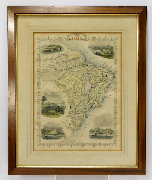 Appraisal: J Rapkin England Colored Map of Brazil England Circa Map