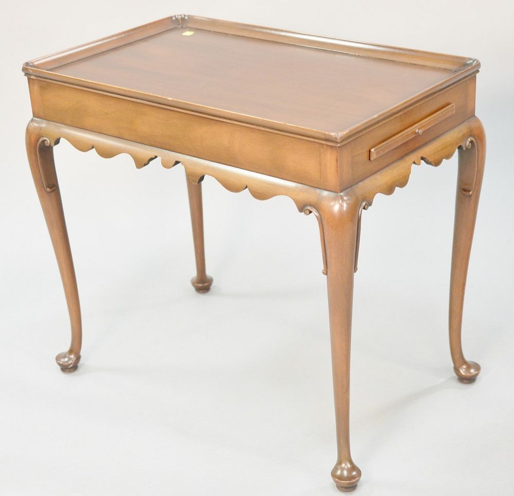 Appraisal: Kittenger custom mahogany Queen Anne style tea table with candle