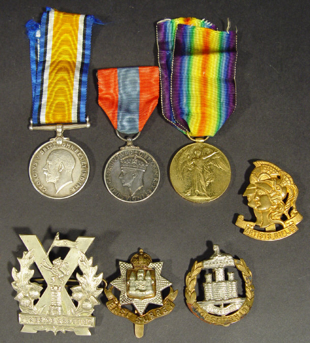 Appraisal: World War I military medal group comprising a - War