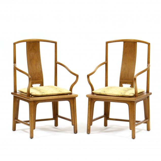 Appraisal: BAKER PAIR OF CHINESE THRONE CHAIRS Mid th century elm