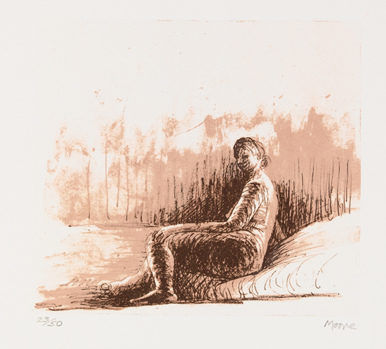 Appraisal: HENRY MOORE Resting Girl Color lithograph x mm x inches