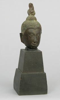 Appraisal: A Decorative Thai Bronze Head of Buddha A Thai bronze