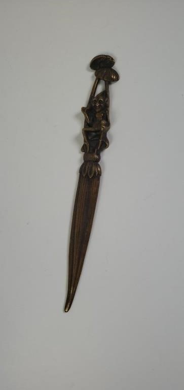 Appraisal: Vintage brass letter opener Back is marked Dartmoor Pixie long